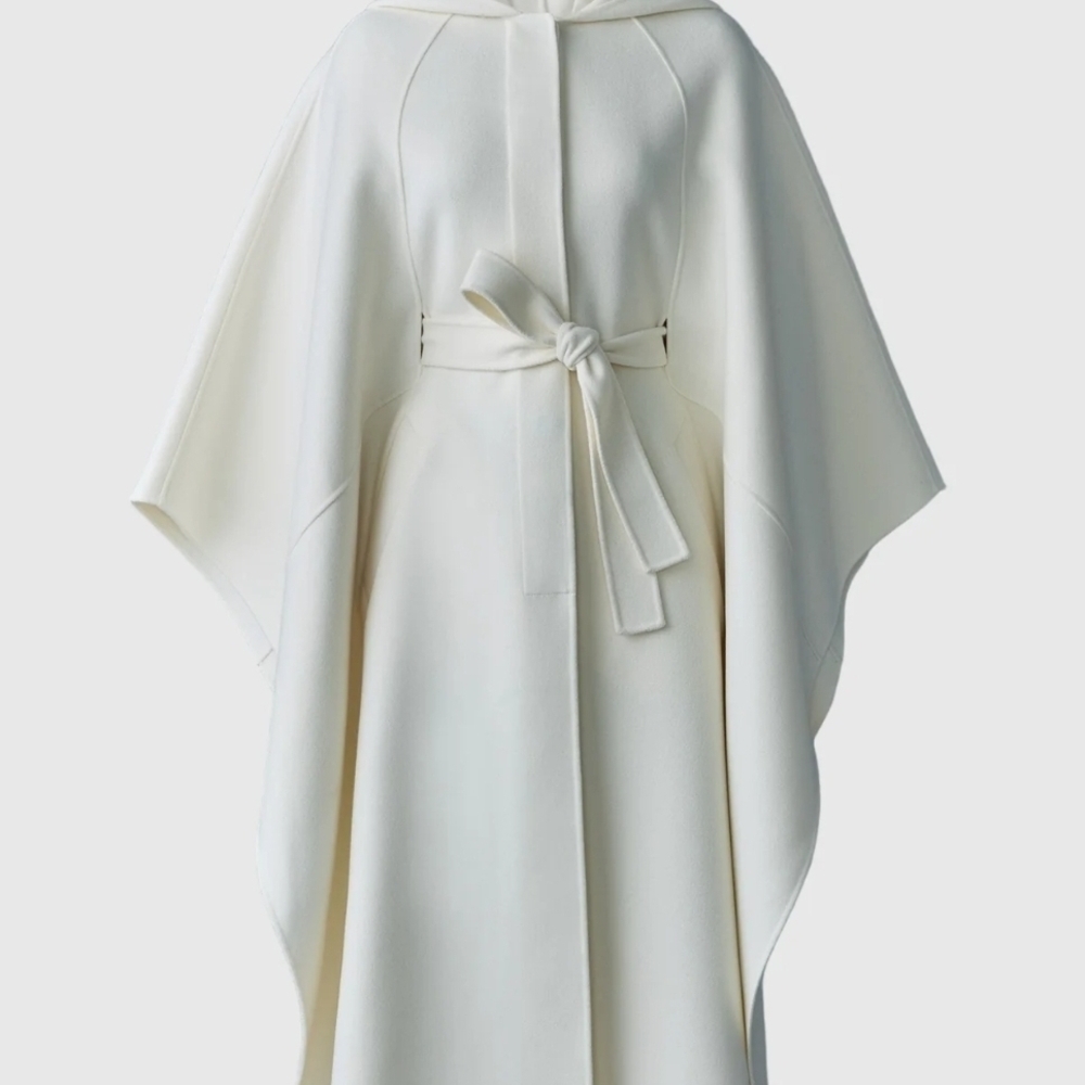 Mackage Cream Hooded Cape Coat